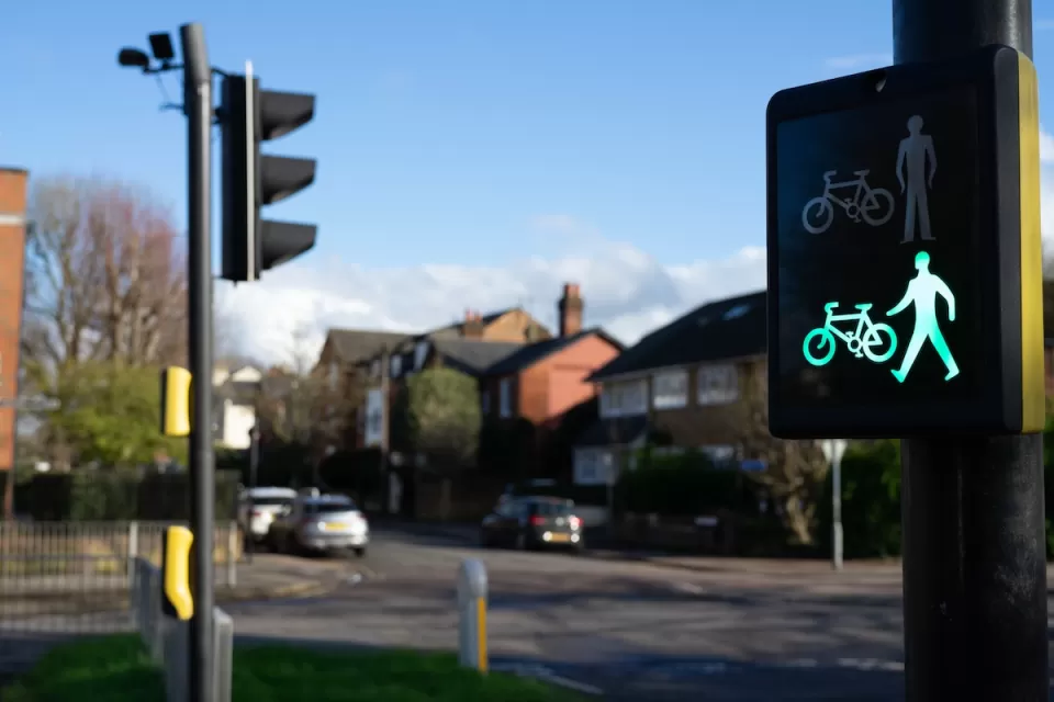 Close-up of pedestrian and bike traffic light turned green.
